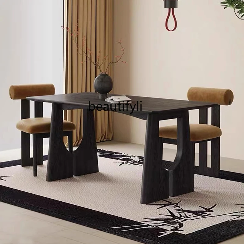 

French Retro Solid Wood Dining-Table Chair Chinese Ancient Style American High-End Vintage Family