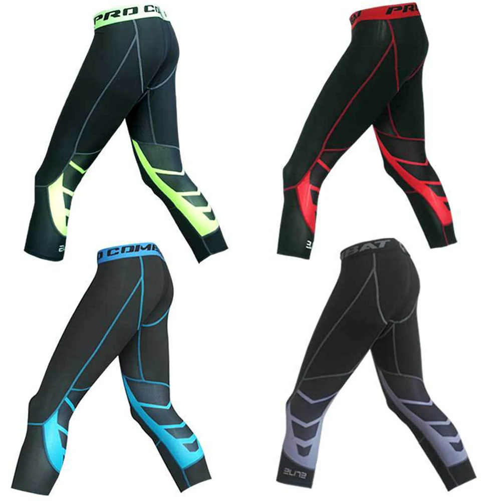 Fashion Cropped Trousers for Men Sport Compression Gym