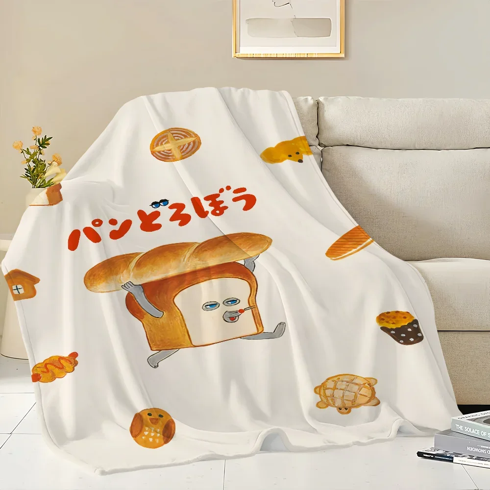 Flannel warm comfort  soft Picture plush Breads Thief blanket for sofa living room office bedroom travel book gift 4