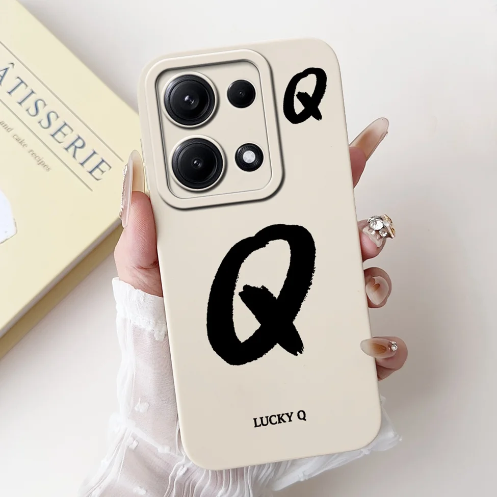 4G For Redmi Note 14 14S 14Pro Back Cover For Redmi Note 14 Pro 4G Case Simple Fashion A-Z Letters Pattern Design Silicone Funda