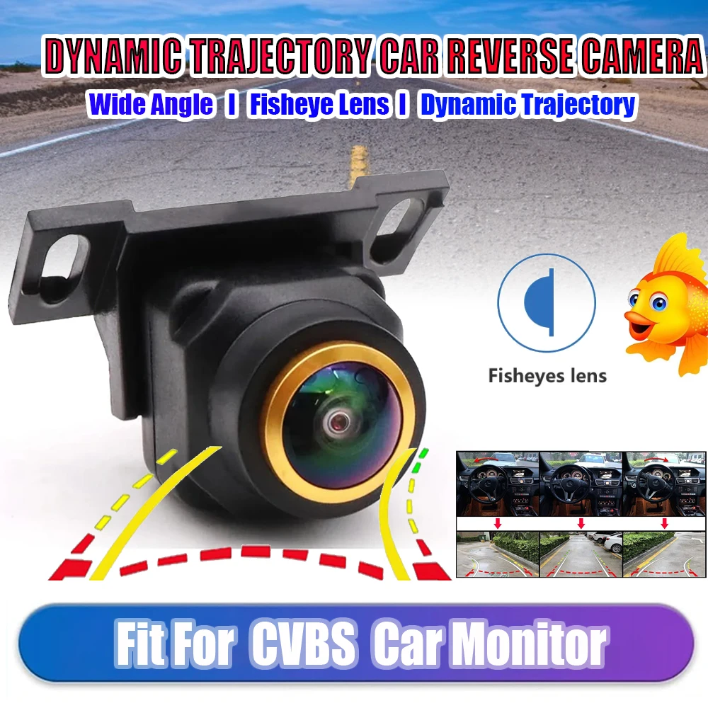 Dynamic Trajectory Wide Angle Reverse Car Backup Camera - 170° Fisheye Lens, Full Color Night Vision, Reverse Parking Guide Line