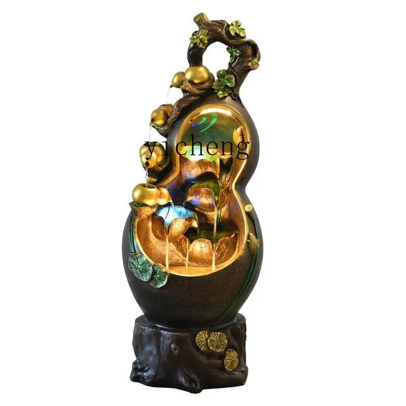 

Zk Gourd Ornaments Landing Fortune Living Room Entrance Waterscape Decoration Office Wheel Circulating Water