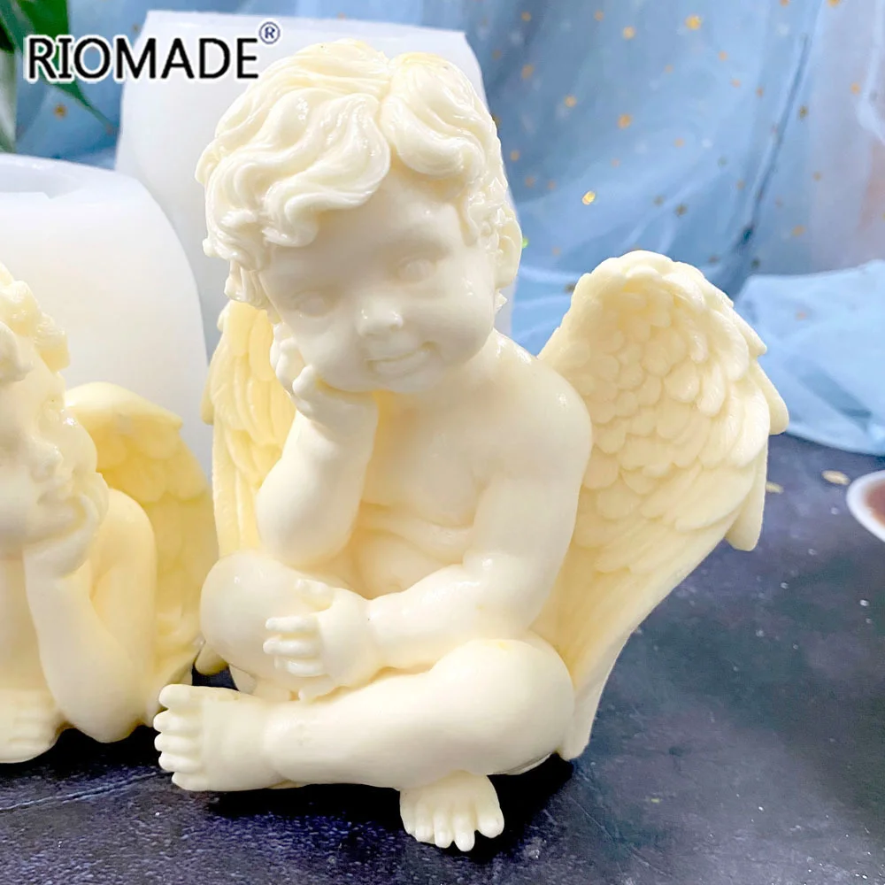 Große Größe 3D Engel Silikon Kerze Form DIY Handgemachte Handwerk Epoxidharz Gips Aromatherapie, Der Form Fondant Kuchen Werkzeuge – Detail 2