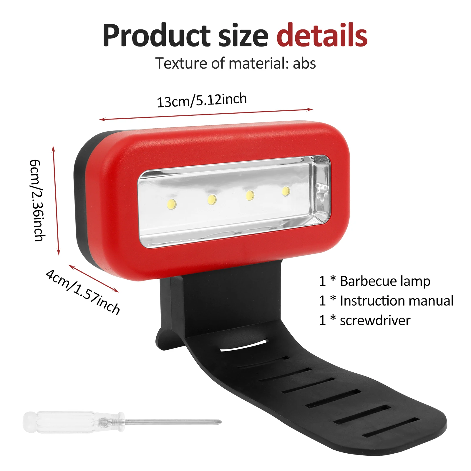 Barbecue LED Lamp Heat Resistant Dimmable Grill Light for Camping Riding Night Fishing