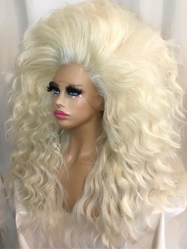 Parrucca Lunga Bionda Sintetica con Frontale in Pizzo HD 13x4 per Drag Queen, Cosplay e Feste - Parrucca Glamour