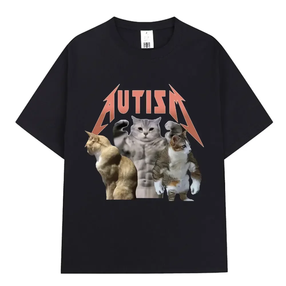 Buff Cats Autism Memory T-shirt Funny Fitness Gym Shirt OUT1143