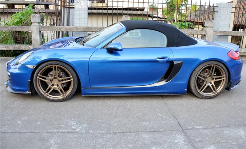 For Porsche Boxster 981 2013-2016 Real Carbon Fiber Front Lip Rear Diffuser Body Side Skirt Kit Vent Cover Trunk Spoiler Refits - - Racext 55