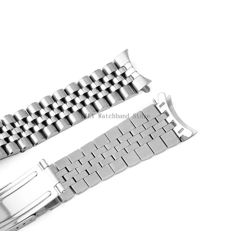 Solid Stainless Steel Curve End Watch Band - Sport Wristbelt Business Bracelet