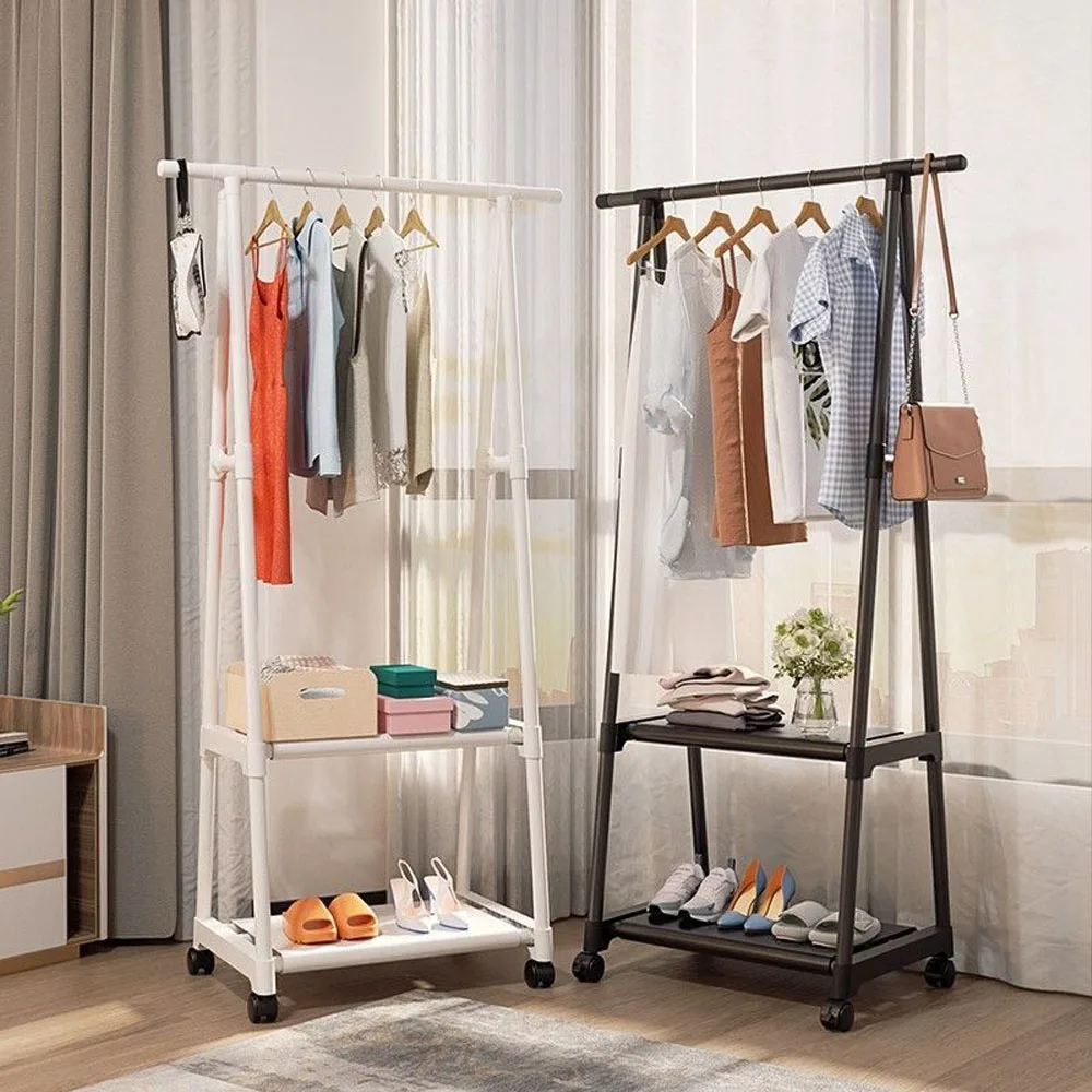 Clothes Rack Triangle Pulley With Wheels Hangers Floor-Standing Clothes Racks