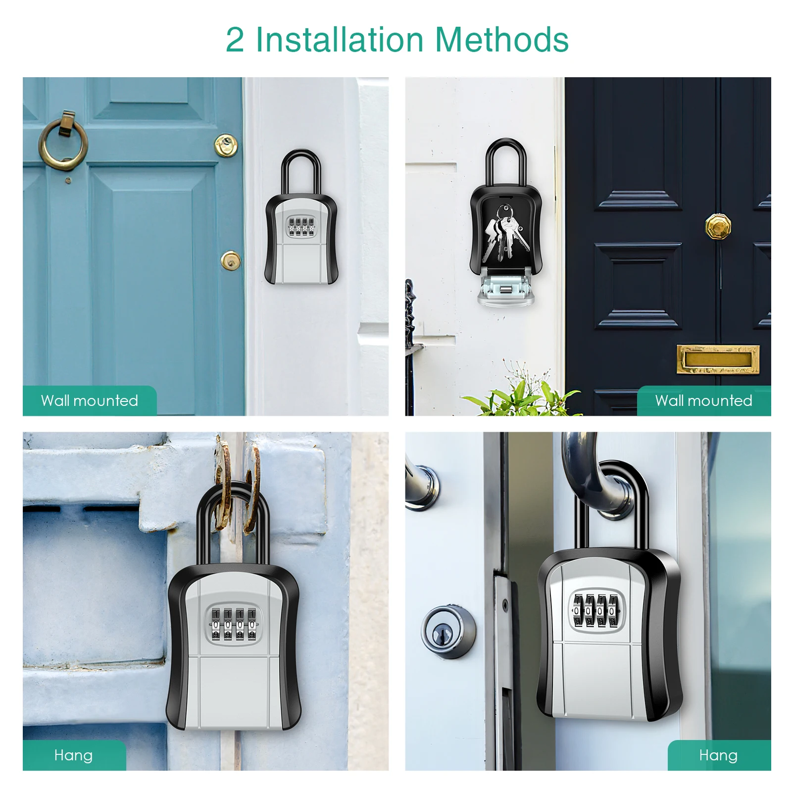 ORIA Key Lock Box Wall Mount Key Safe Box Waterproof Key Storage Box with 4 Digit Combination for Home Office Garage