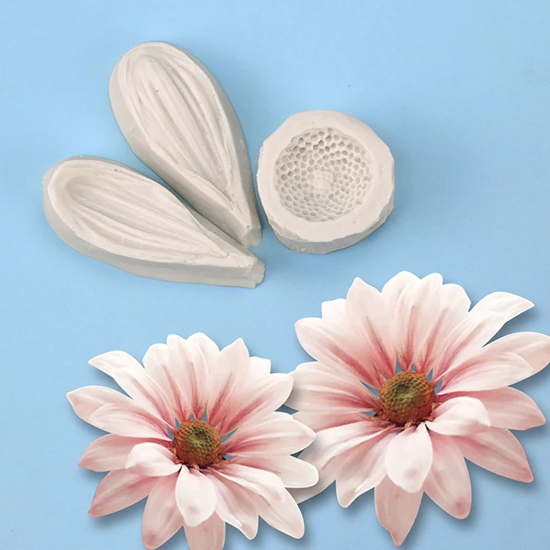 3Pcs Daisy Wild Chrysanthemum Cake Baking Tools Silicone Mold Sugarcraft Chocolate Cupcake Resin Fondant Decorating