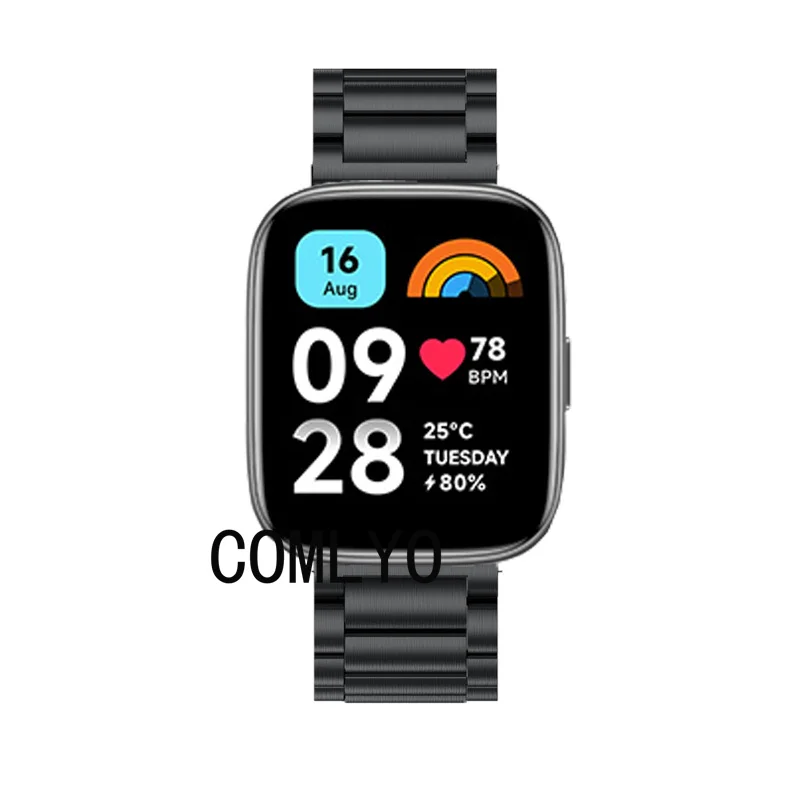 LanQii Correa Compatible con Xiaomi Redmi Watch 3, Metal Acero