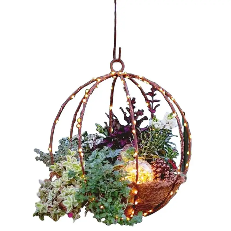 

Christmas Baskets Garlands Artificial Hanging Flower Basket with White LED Lights Xmas Tree Ornament for home decoration