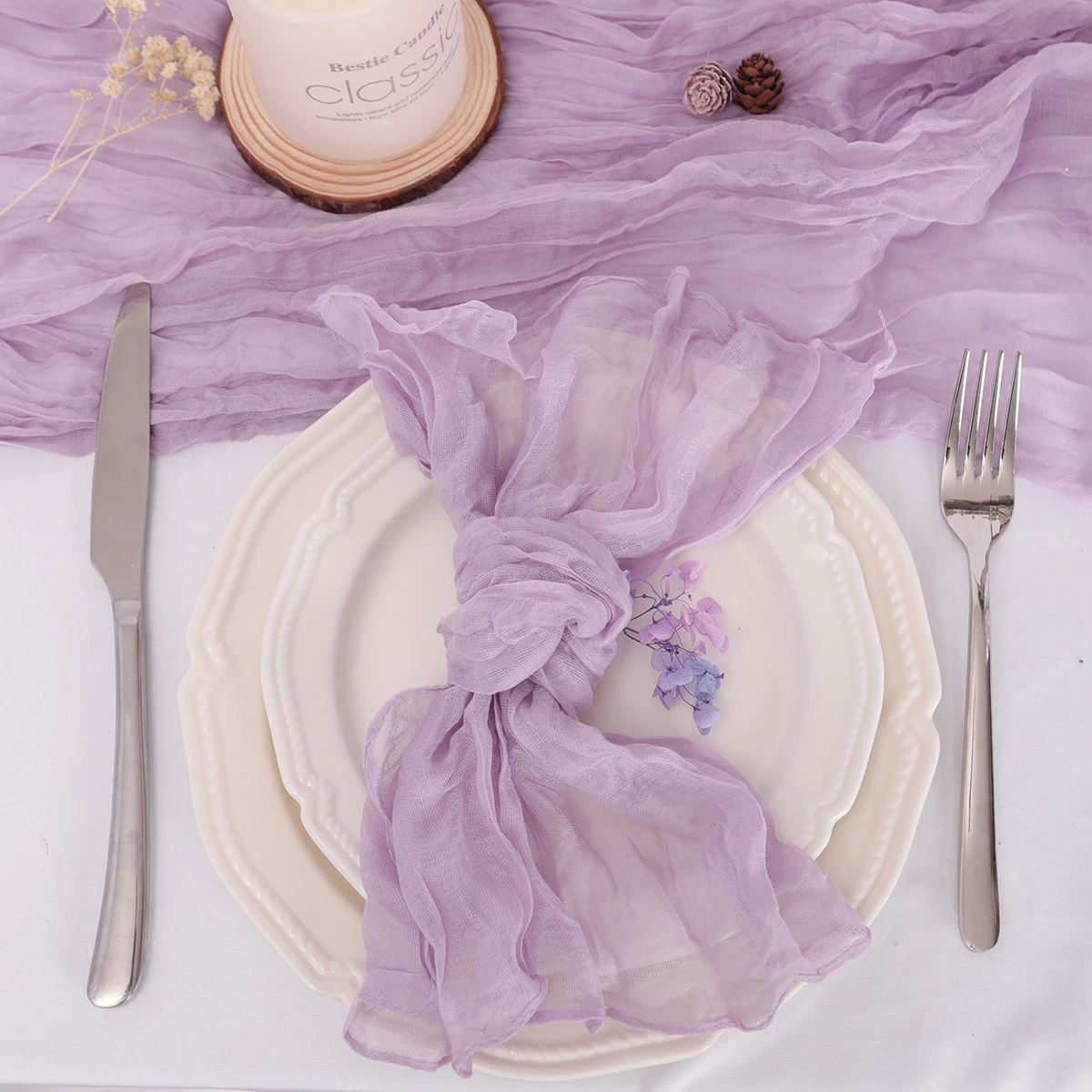 Description Picture 5 of item6PC Sage green Gauze Napkin Christmas Cheesecloth Table placemats Setting Dining Wedding Party Banquets Banquets Arches  Decor