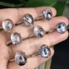 1 Pc Fengbaowu Natural Herkimer Diamond Ring Oval Cabochon 925 Sterling Silver Crystal Healing Stone Jewelry Gift  For Women 1