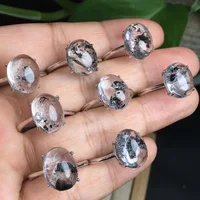 1 Pc Fengbaowu Natural Herkimer Diamond Ring Oval Cabochon 925 Sterling Silver Crystal Healing Stone Jewelry Gift  For Women 1