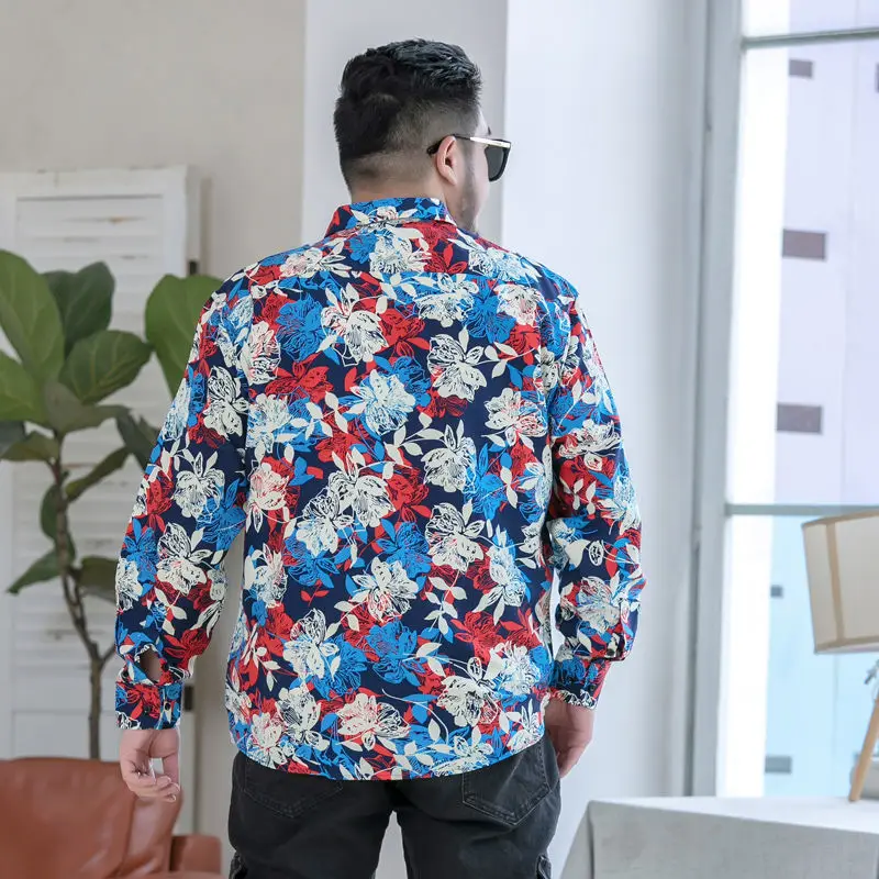 Plus Large Size 6XL 7XL 8XL 9XL 10XL Shirt Print Man Fashion Spring Autumn Classic Flower Casual Oversized Youth Beach Male Tops