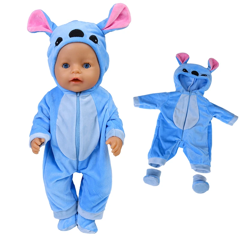 43 cm Doll Outfits for 17Inch Dolls Baby Born Doll Cute Jumpers Rompers Suit+Shoes Warm Clothes on A Doll Baby Christmas Gift 5