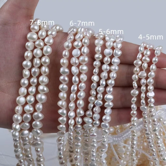 4-5mm natural white freshwater baroque real pearl strands - AliExpress