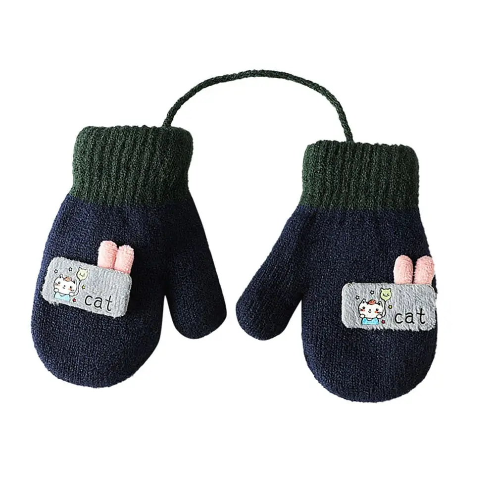 Full Finger Gloves Outdoor Children Thickened Infant Baby Girls Cartoon Gloves Baby Mittens Warm Mittens Knitted Gloves