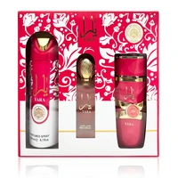High-quality Arab Middle East Lattafa Perfume Three-piece Gift Box Set in Red and Pink, Unlocking A Rich Fragrance Experience