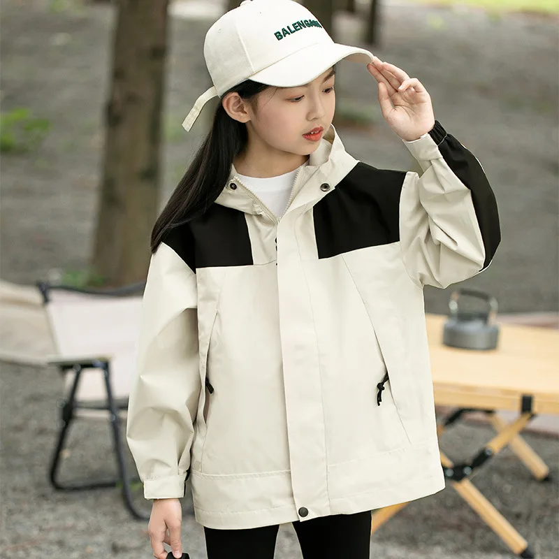 Kids Outdoor Jacket Suit Hooded Hiking Jackets Removable Padded Lining 2pcs Waterproof Windproof Out Sports Camping Outwear Coat