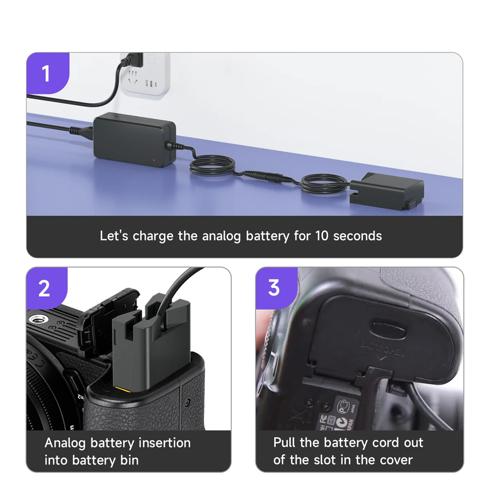 Bateria Manequim da Câmera Acoplador en El25 Usb Tipo-c Adaptador de Alimentação ac para Nikon Z30 Z50 Zfc El25 Enel25 Palo-en-el25 - Image 2