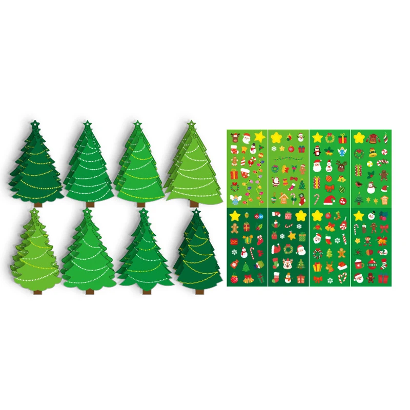Kit de bricolage d'ornements d'arbre de noël pour enfants, 24 pièces, décorations artisanales de vacances, cadeaux de fête avec autocollants, ensemble d'artisanat de noël