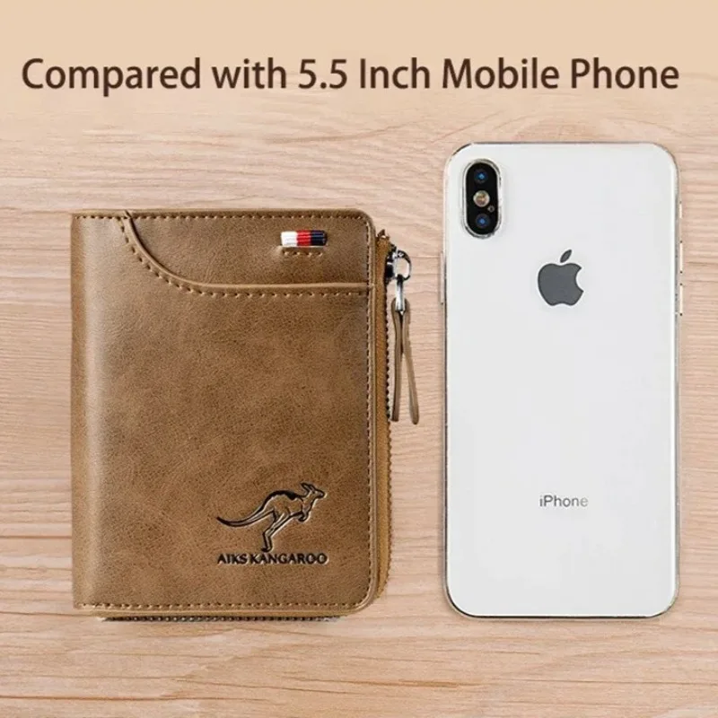 Vintage Leather Business Card Holder Zipper Purse Luxury Wallets for Men RFID Protection Purses Luxury Card Holder Billfold