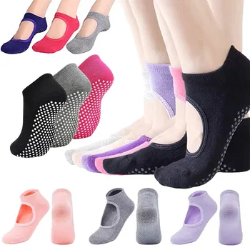 1Pair Professional Women Yoga Socks Silicone Anti-slip Ballet Pilates Socks Women Backless Breathable Bandage Dance Sports Socks