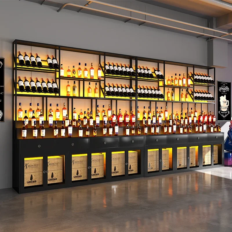 Display Cabinet Antique Furniture Open Cabinets Wine Rack Elegant Vintage Stands Drinks High End Whiskey Nordic Iron Room Liquor