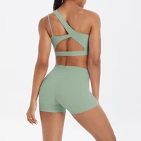 Yoga Suit Sports Set Gym Sports Crop Tops Solid Color Nylon Yoga Bra Running Cycling Sports Gym Workout Yoga Shorts - Image 3