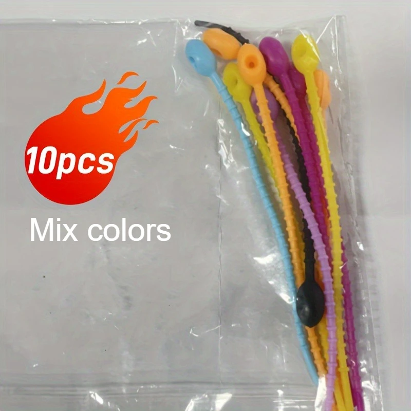 10pcs Silicone Cable Ties - Reusable, Durable & Flexible Cord Organizers in Various Colors, Safe Design for Office,and Home Use