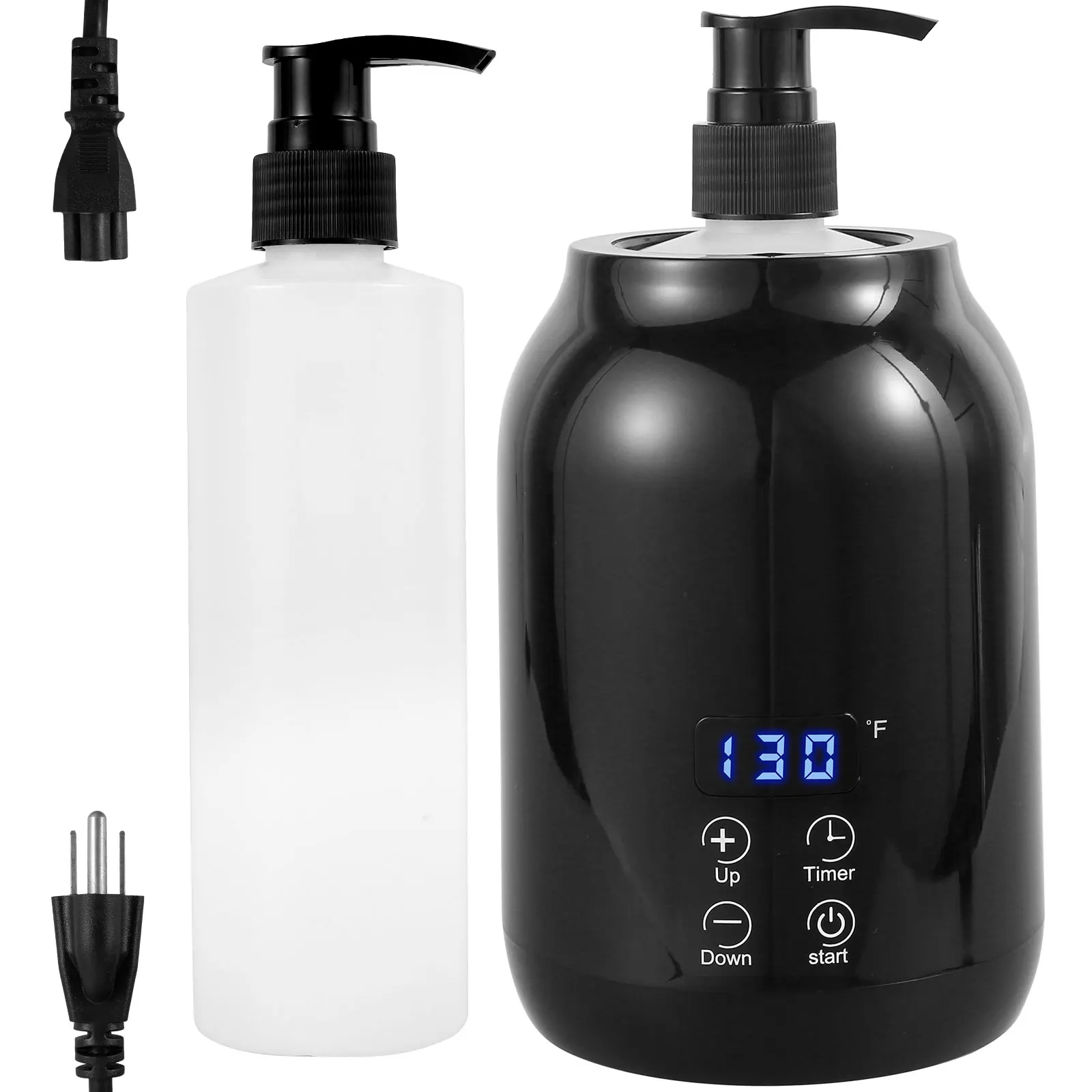 

New Massage Oil Warmer Smart Touch Key Electric Lotion Heater with 2 Oil Bottle Dispenser Temperature Adjustable Lotion Bottle