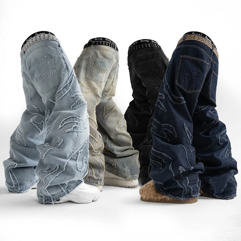 Y2K Baggy Jeans Vintage Gothic American Hip Hop Streetwear Patch Embroidery high quality Jeans Men Women Casual wide leg Jeans 2