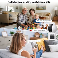 Caméra de surveillance WiFi ARCCTV 4MP à double objectif, HD, conversation bidirectionnelle, vision nocturne IR, caméra de sécurité sans fil 360° °   Suivi automatique 3