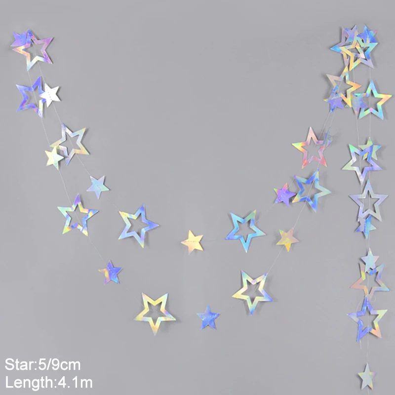 Iridescent Twinkle Star & Circle Dot Garlands