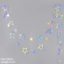 Iridescent Twinkle Star & Circle Dot Garlands (9cm star garland)