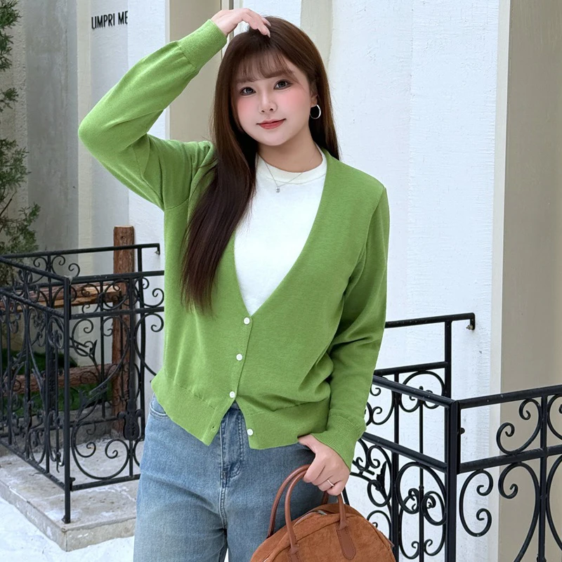 XXXXL Fashion Plus Size Women Sweaters Premium Fake Two Pieces Simple Wool Knitted Commuting Color Contrast Pullovers 9325