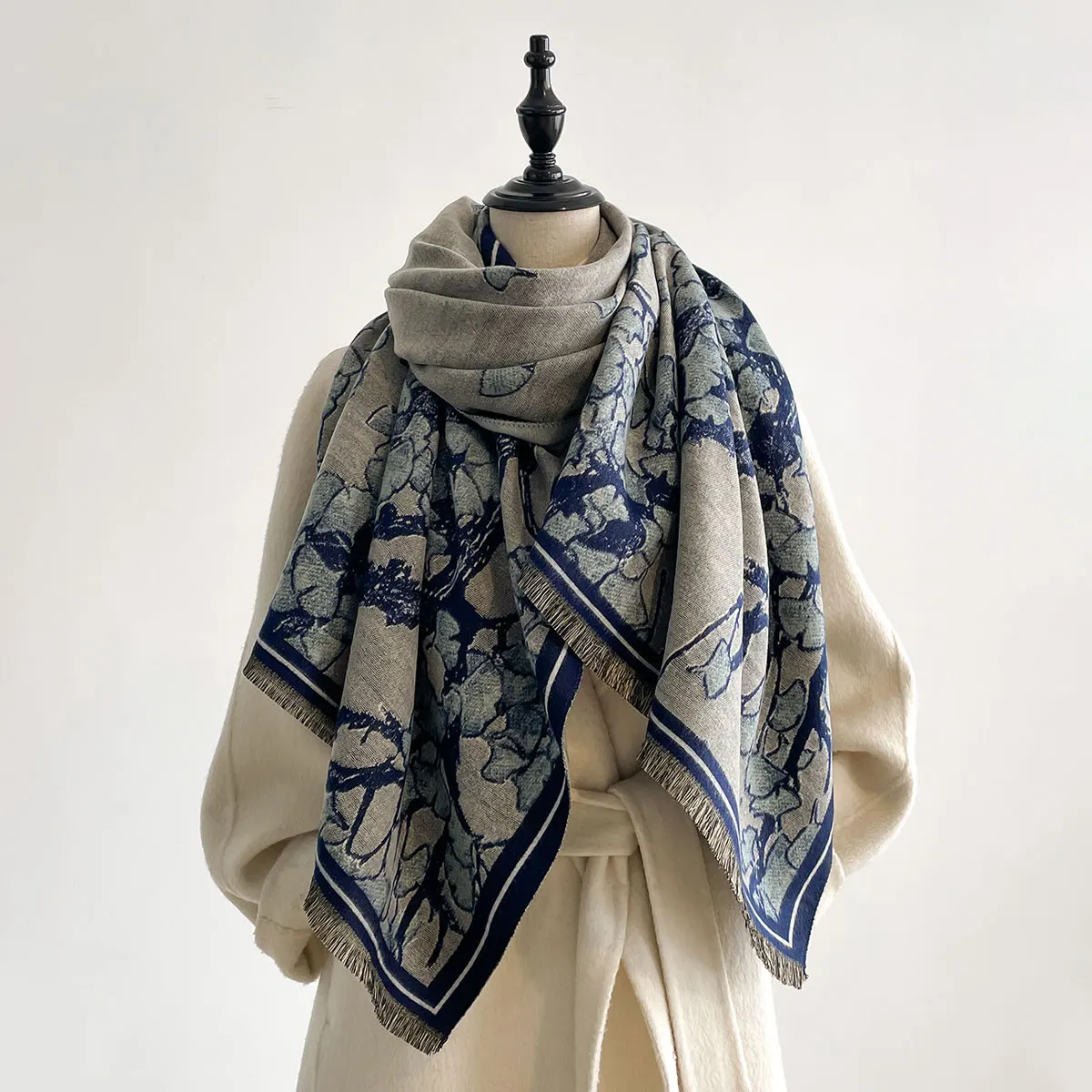 NEW Luxury Winter Cashmere Chinese style Design Scarf Women Warm Pashmina Blanket Poncho Scarves Female Print Shawl Bufanda