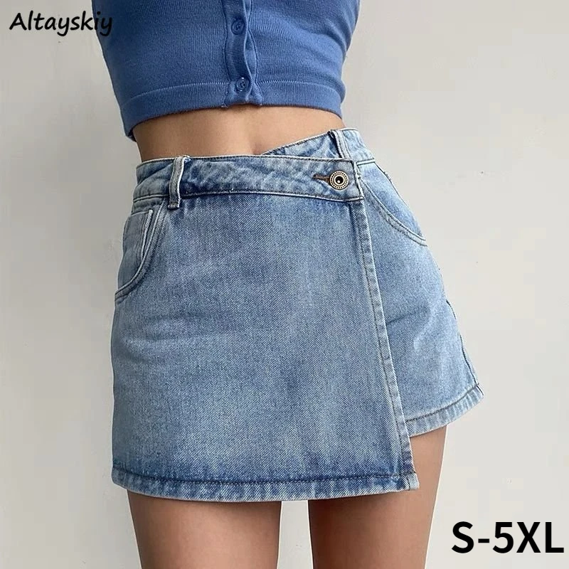 

Mini Denim Skirts Women Slim Chic Vintage New Summer Asymmetrical Hotsweet Streetwear Design Ulzzang Student Harajuku Y2k Faldas
