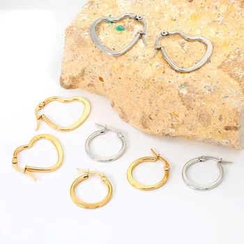 LUXUKISSKIDS Simple Fashion Love Heart Shape Drop Earrings for Women/Girls Gold/Silver Color Smooth Metal Dangle Wedding Jewelry