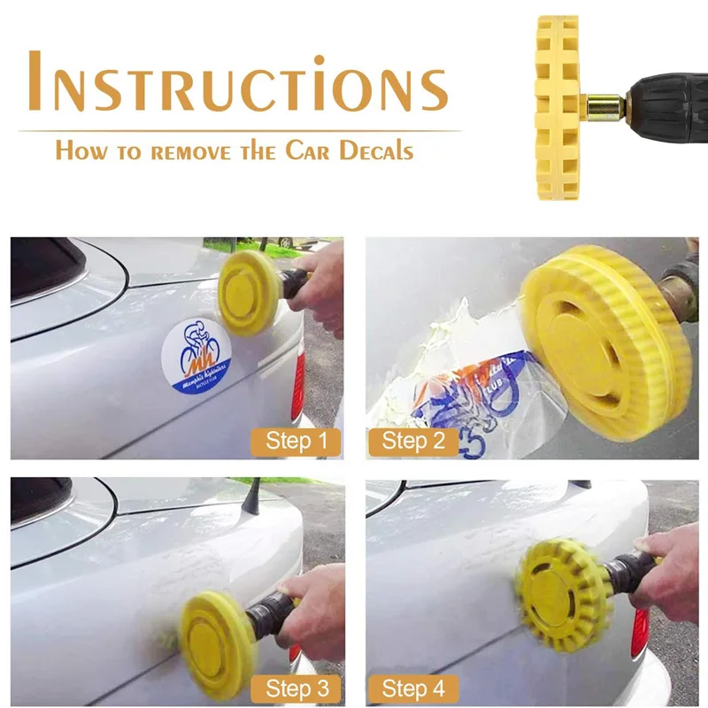 35 4 inch Eraser Wheel Decal Remover Razor Blade Scraper Adhesive Rubber Eraser Wheel Drill Car Vinyl Sticker Remover Tool