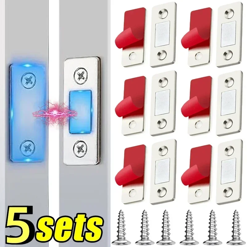 Strong magnetic cabinet catches ultra-thin door magnets stops invisible adhesive drawer magnet catch for kitchen closet closer