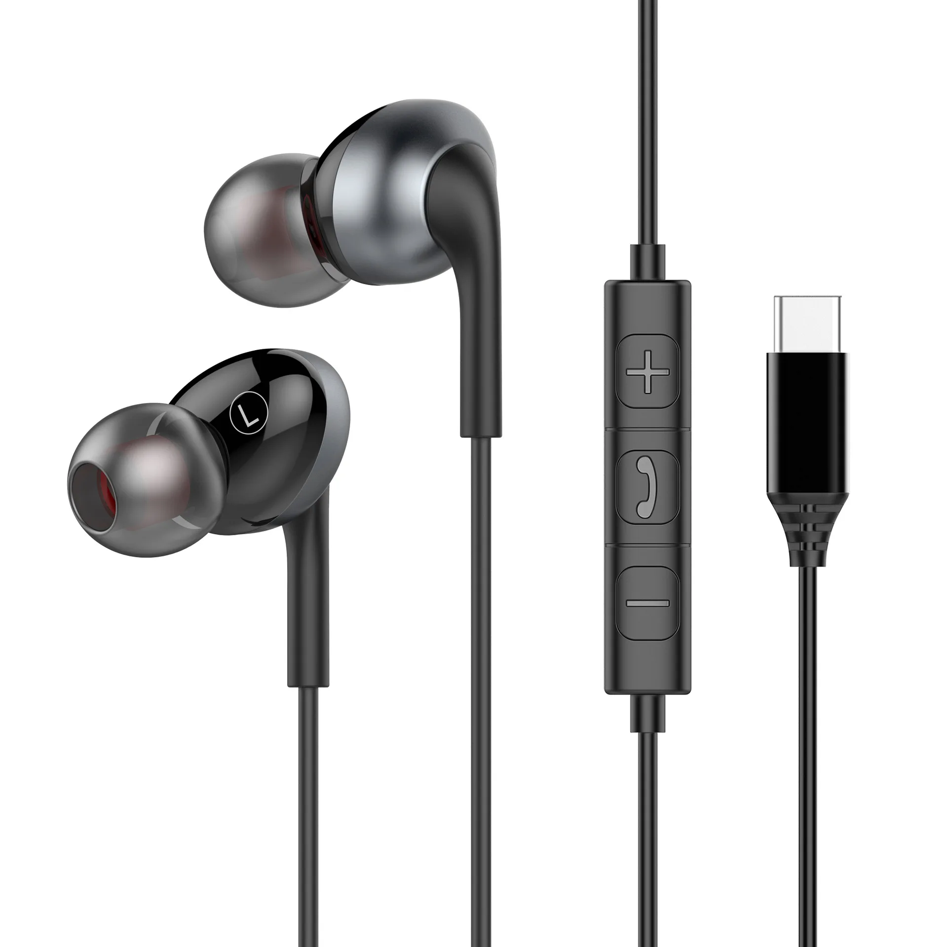 Premium Wired USB-C In-Ear Headphones with 9D HiFi Stereo Sound