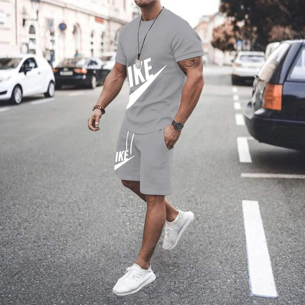 Conjunto de ropa deportiva para correr para hombre, camiseta transpirable de secado rápido y pantalones cortos, talla 5XL, veran