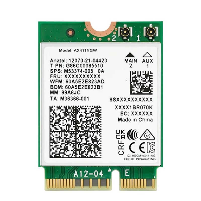 

For AX411 Wifi Card Wifi 6E Cnvio2 Bluetooth 5.3 Tri-Band 5374Mbps Network Adapter For Laptop/PC Win10/11-64Bit