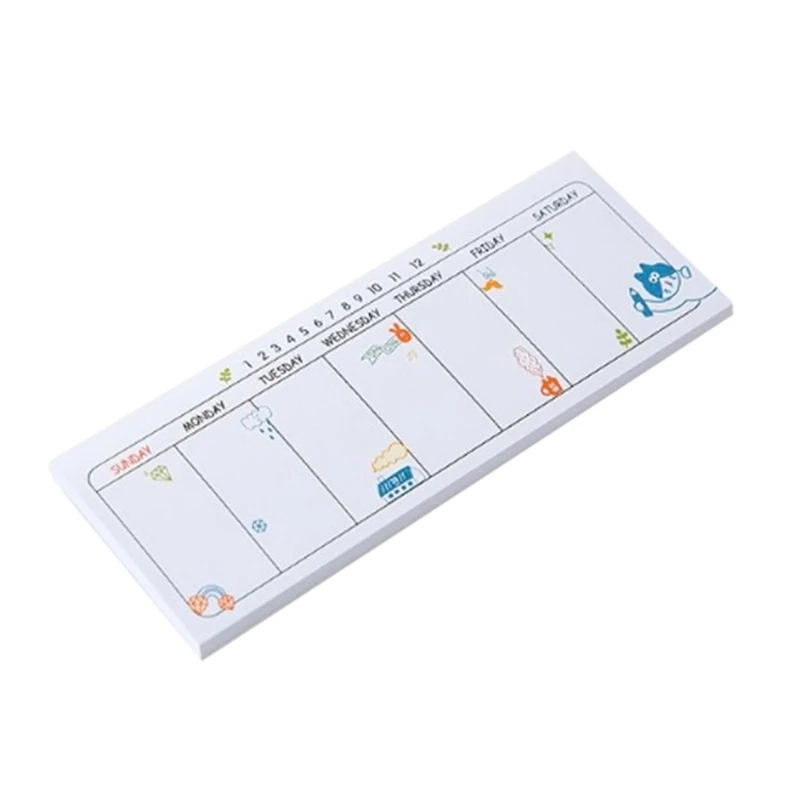 Durable and Thick Long Strip Weekly Schedule Notebook Weekly Planner Pads Organizers Random Designs for School & Work