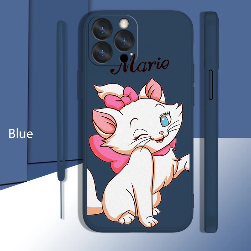 

Marie Cat Pink Phone Case For Apple iPhone 14 13 12 Mini 11 Pro XS MAX XR X 8 7 6S Plus Liquid Rope Candy Shell Funda Coque Capa