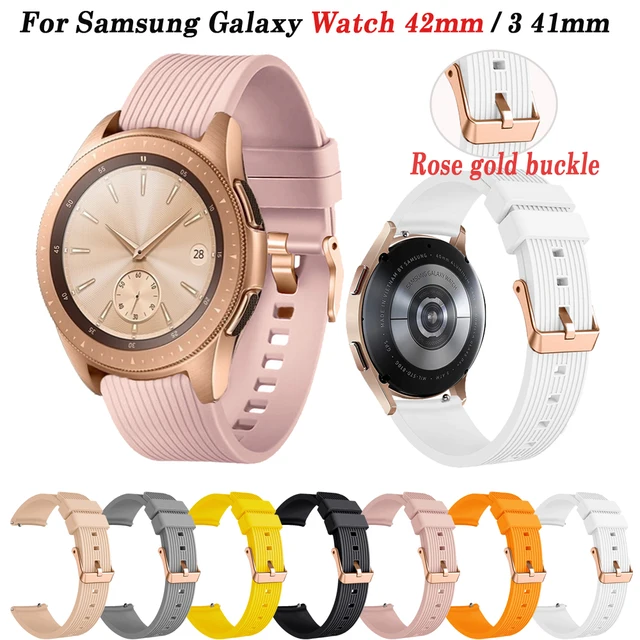 20mm Silicone Strap For Samsung Galaxy Watch 42mm Wristband Watch 4 5 Active 2 40 44mm Classic 42 46mm Rose Gold Buckle Bracelet AliExpress